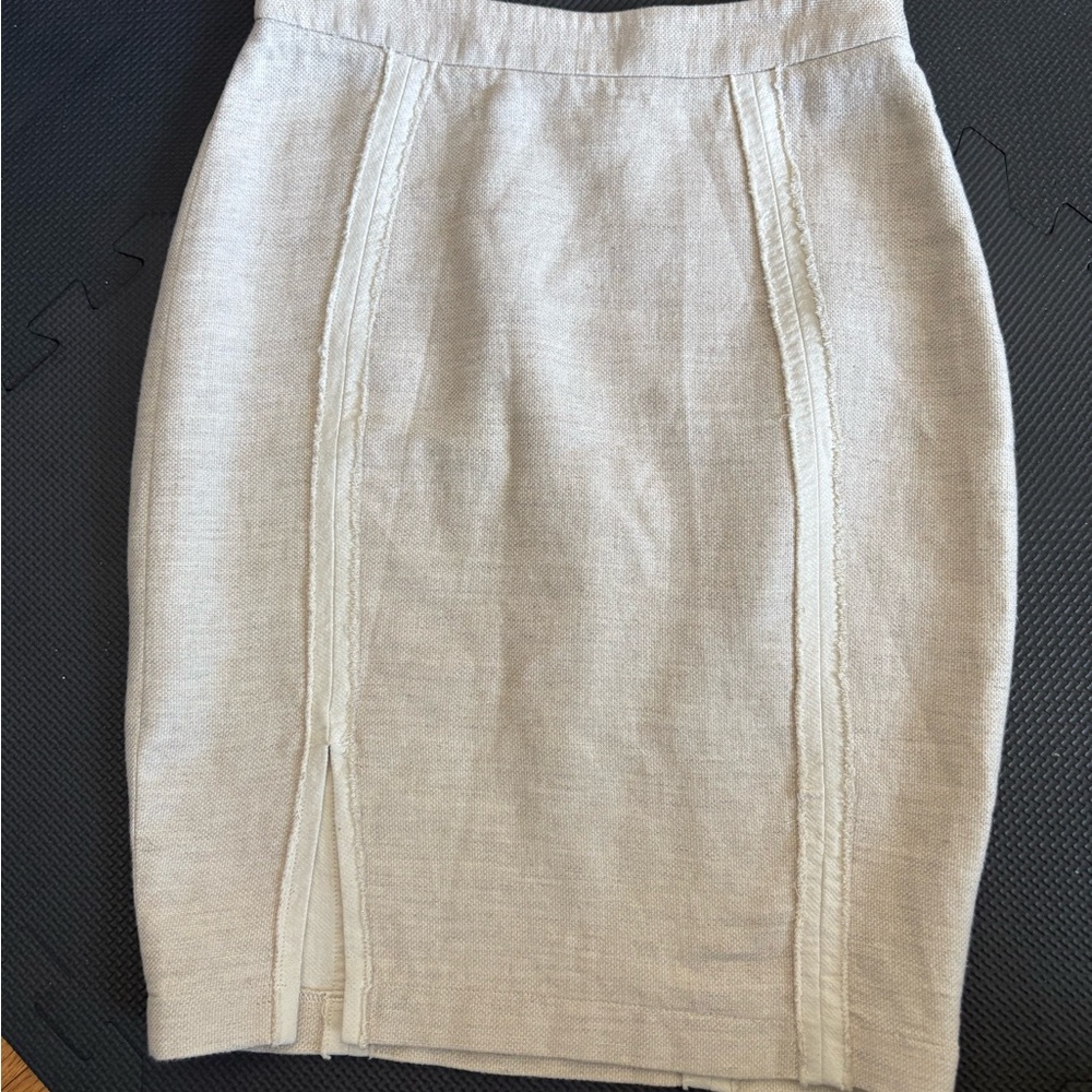 L'AGENCE Julie Tailored Cream Linen-Texture Pencil Skirt Size 4